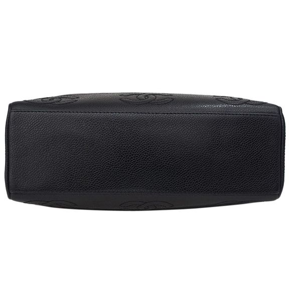 Chanel Tote Bag Chain Caviar Skin Black Gold Shoulder Bag - Picture 4 of 6